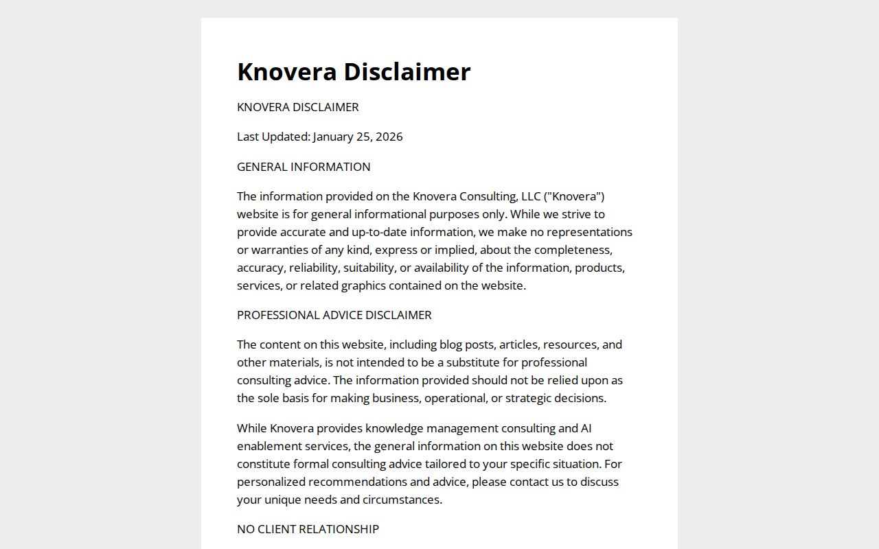 Knovera Disclaimer